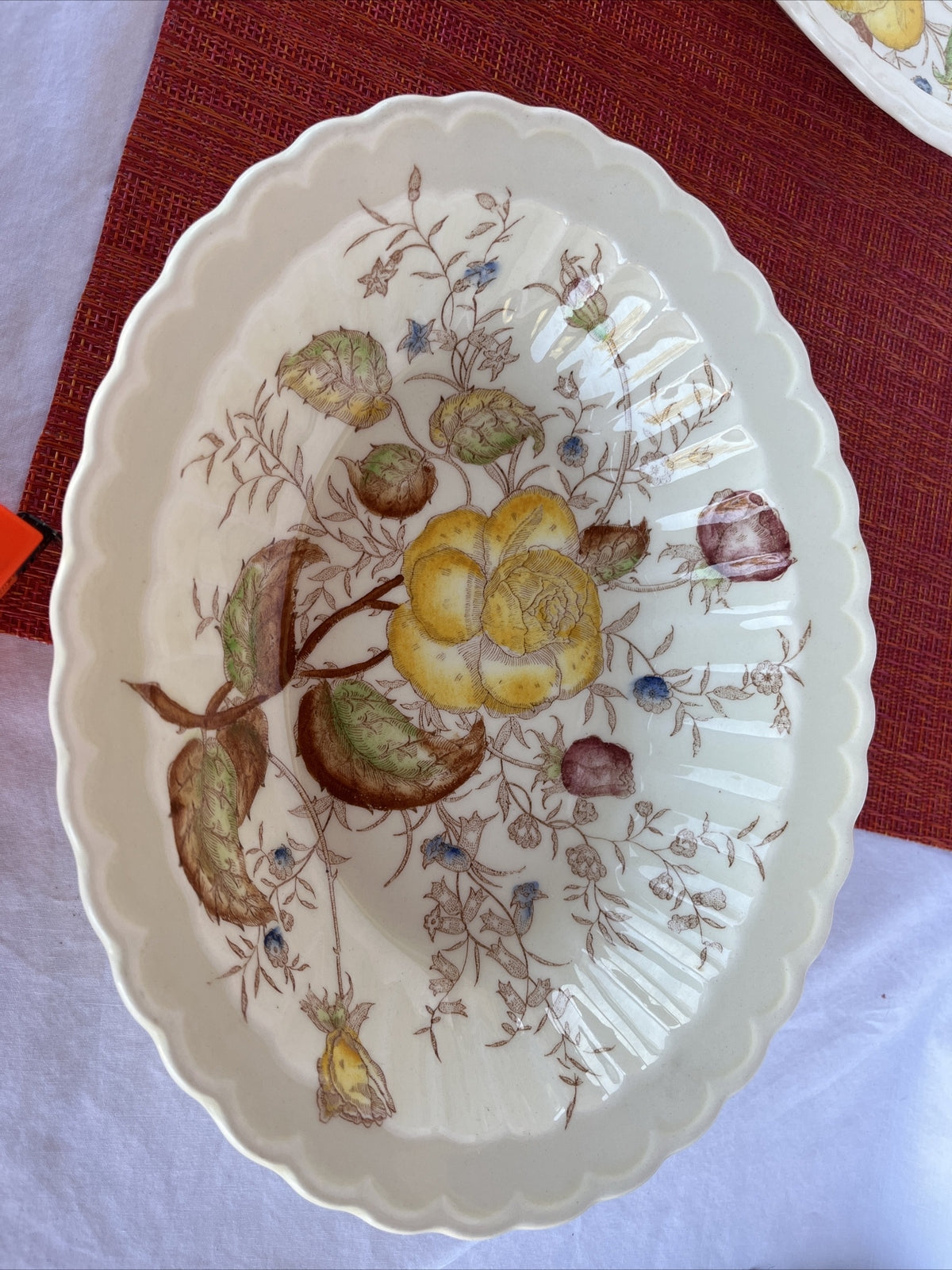 Vernonware Vernon Rose Yellow Oval Serving Bowls (2)