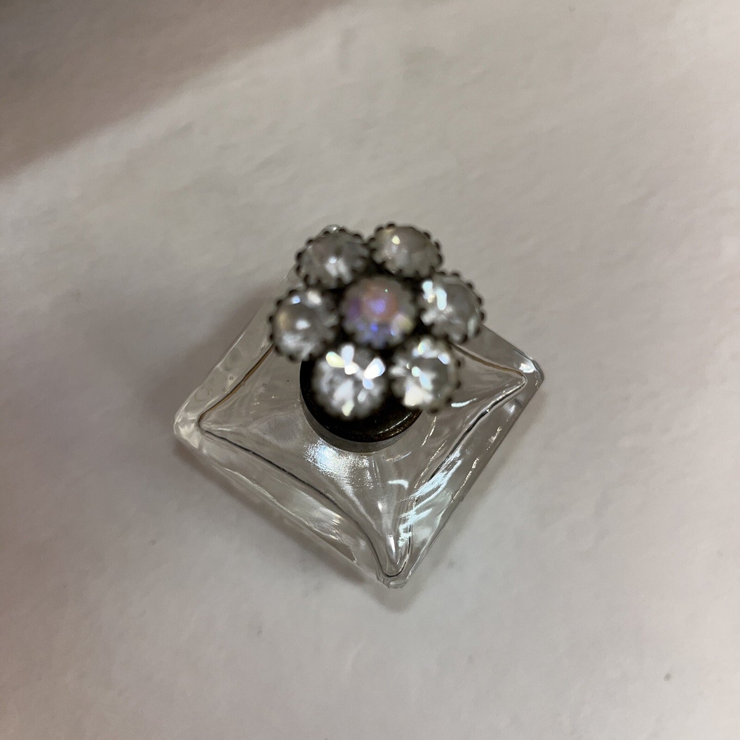 Perfume Bottle Vintage Art Glass, Floral Cut Glass Top, West Germany