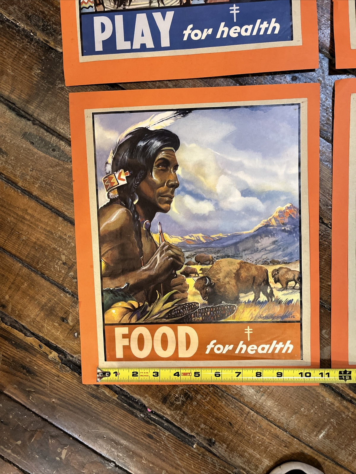 4 Vintage 1952 Posters Native American Indian.  10 X 13 MN   Health