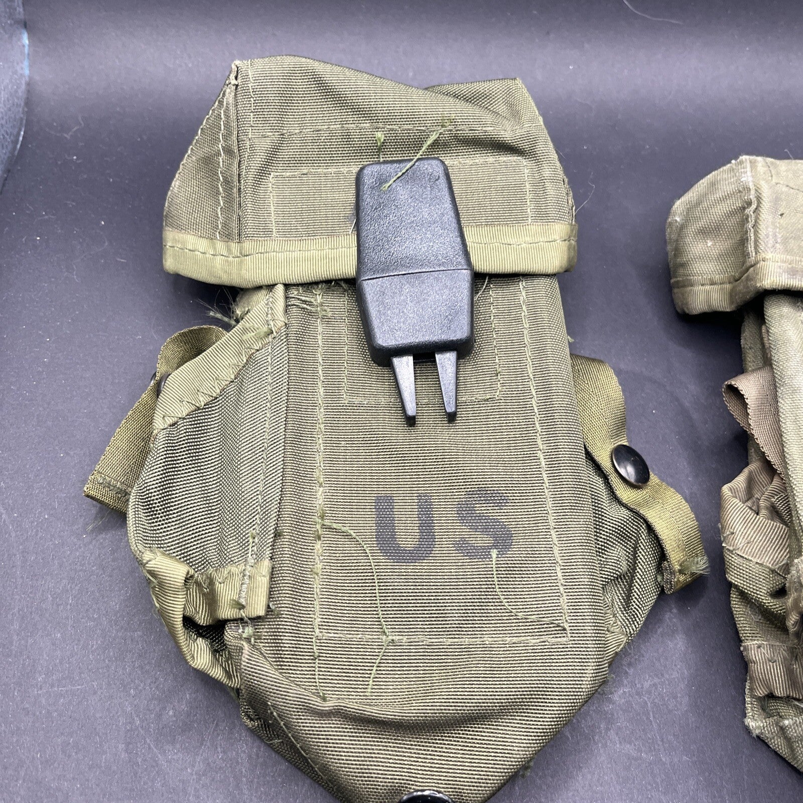 US Military Ammo Pouch Case Small Arms Canvas w/ Alice Clips Lot Of 2