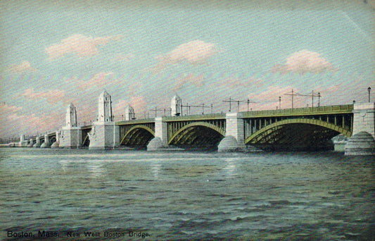 New West Boston Bridge, Boston, Massachusetts Mass Postcard