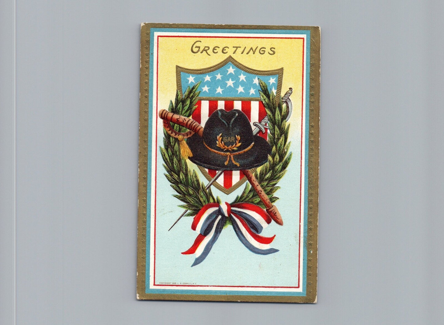 GAR Grand Army Republic Hat with Sword Vintage Patriotic Postcard