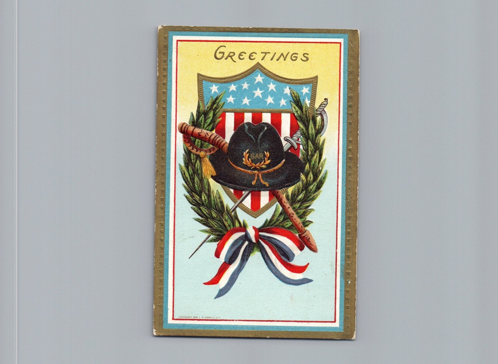 GAR Grand Army Republic Hat with Sword Vintage Patriotic Postcard