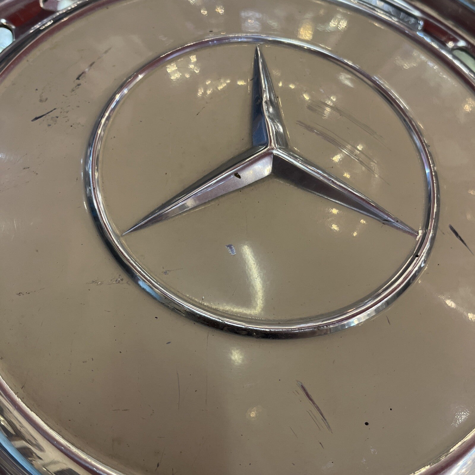 2 Mercedes Benz W108 to W123 Original Vintage Wheel 15" Hub Cap White OEM