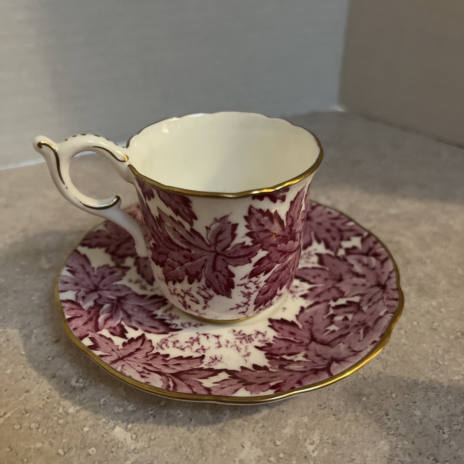 Red Leaf Demitasse Cup & Saucer Bone China, Coalport England