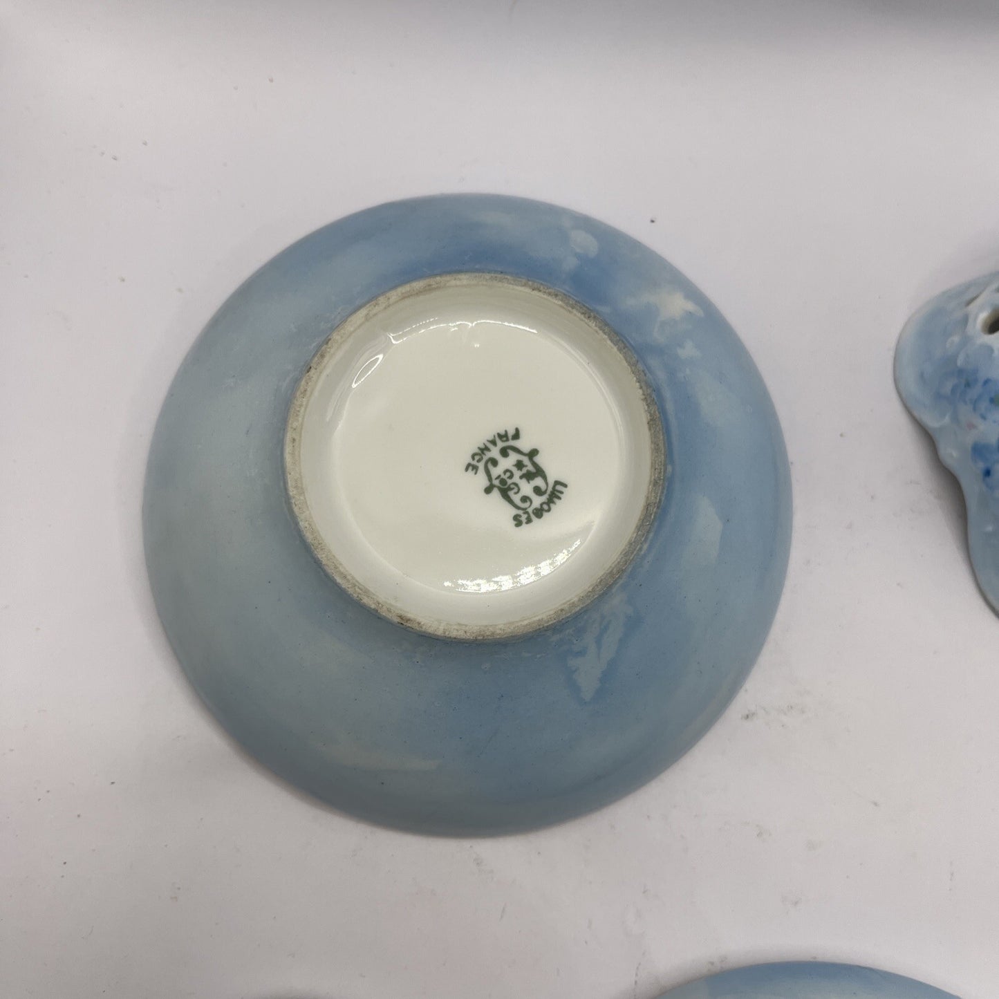 Limoge France  Signed on bottom Trinket or Powder Box & Candle Holder VTG