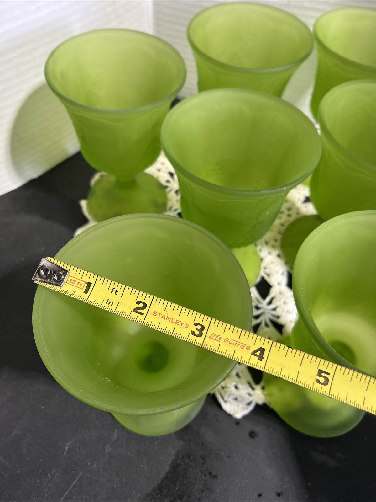 Glass Green Goblets- 8pc Colony Frosted Grape Design - Indiana Glass Company