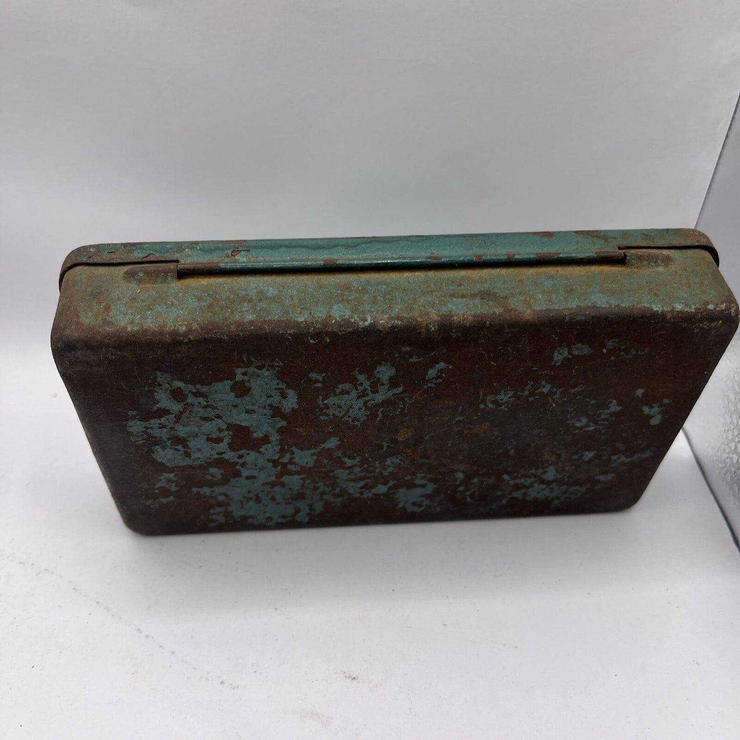 Vintage Pocket Tackle Box Fly Fishing Empty Green Metal 1940's
