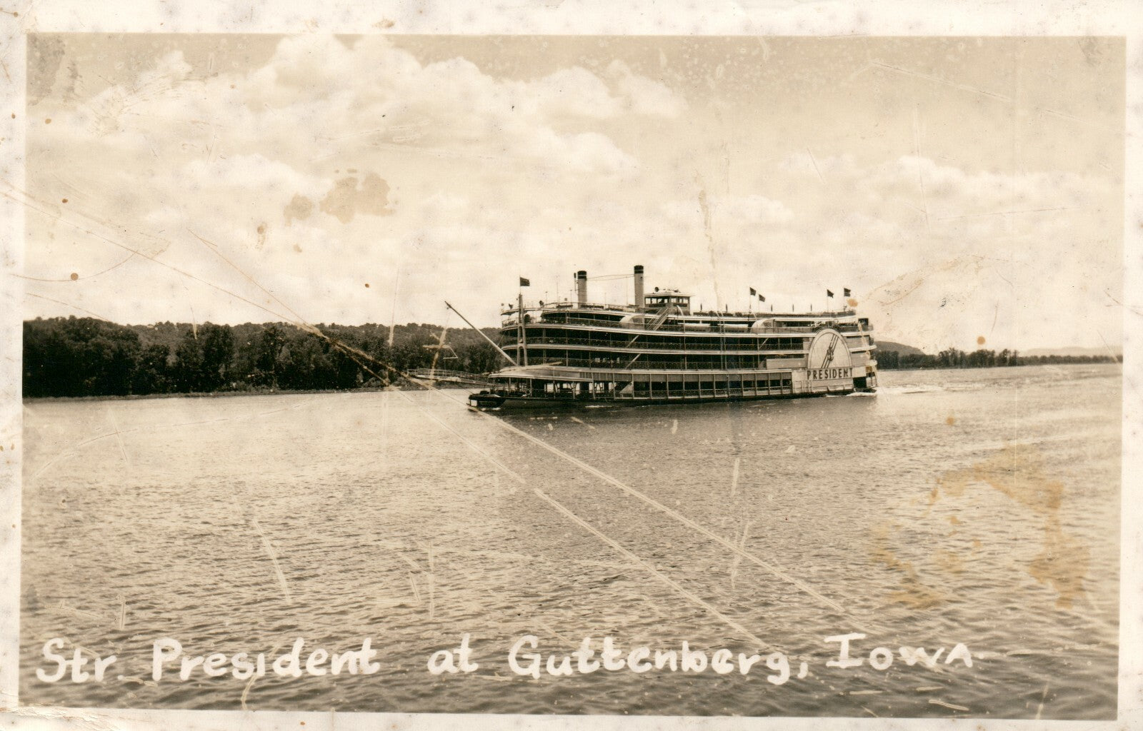 1940's Real Photo Steamer President Guttenberg IA Iowa 