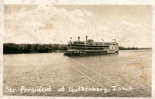 1940's Real Photo Steamer President Guttenberg IA Iowa 