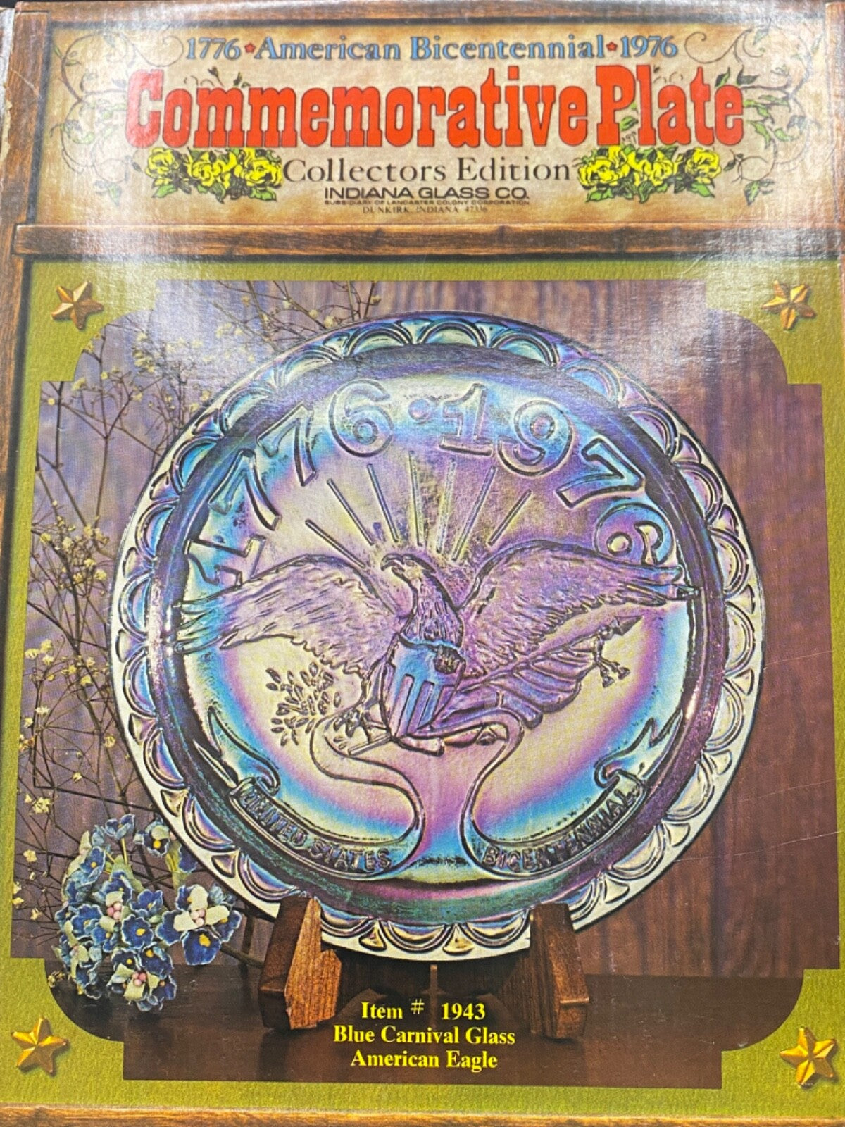 Commemorative Plate American Bicentennial 1776 - 1976 Eagle Indiana Glass Co.