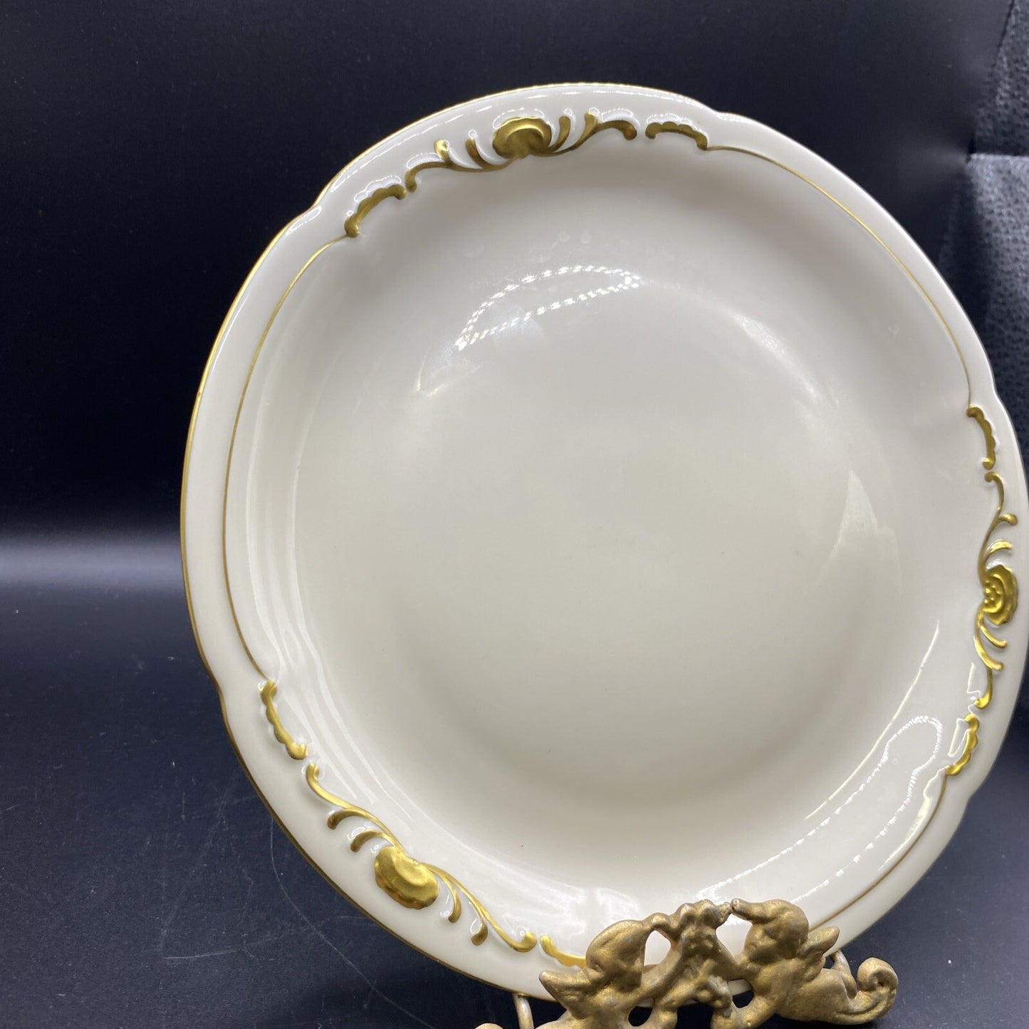 RARE 7.5" Bread Plates  Waldershof Bavaria Serving Cream with Gold Rim