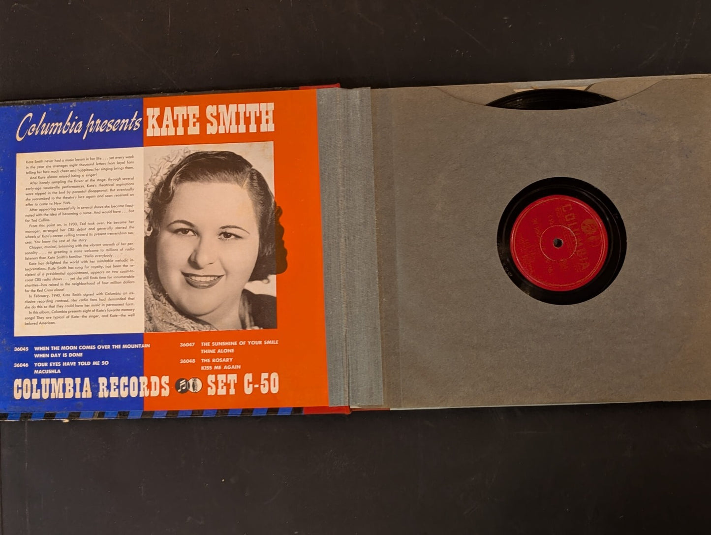 Columbia Presents Kate Smith USA Set C-50 Set of 4 Vinyl 78 RPM Records 1940