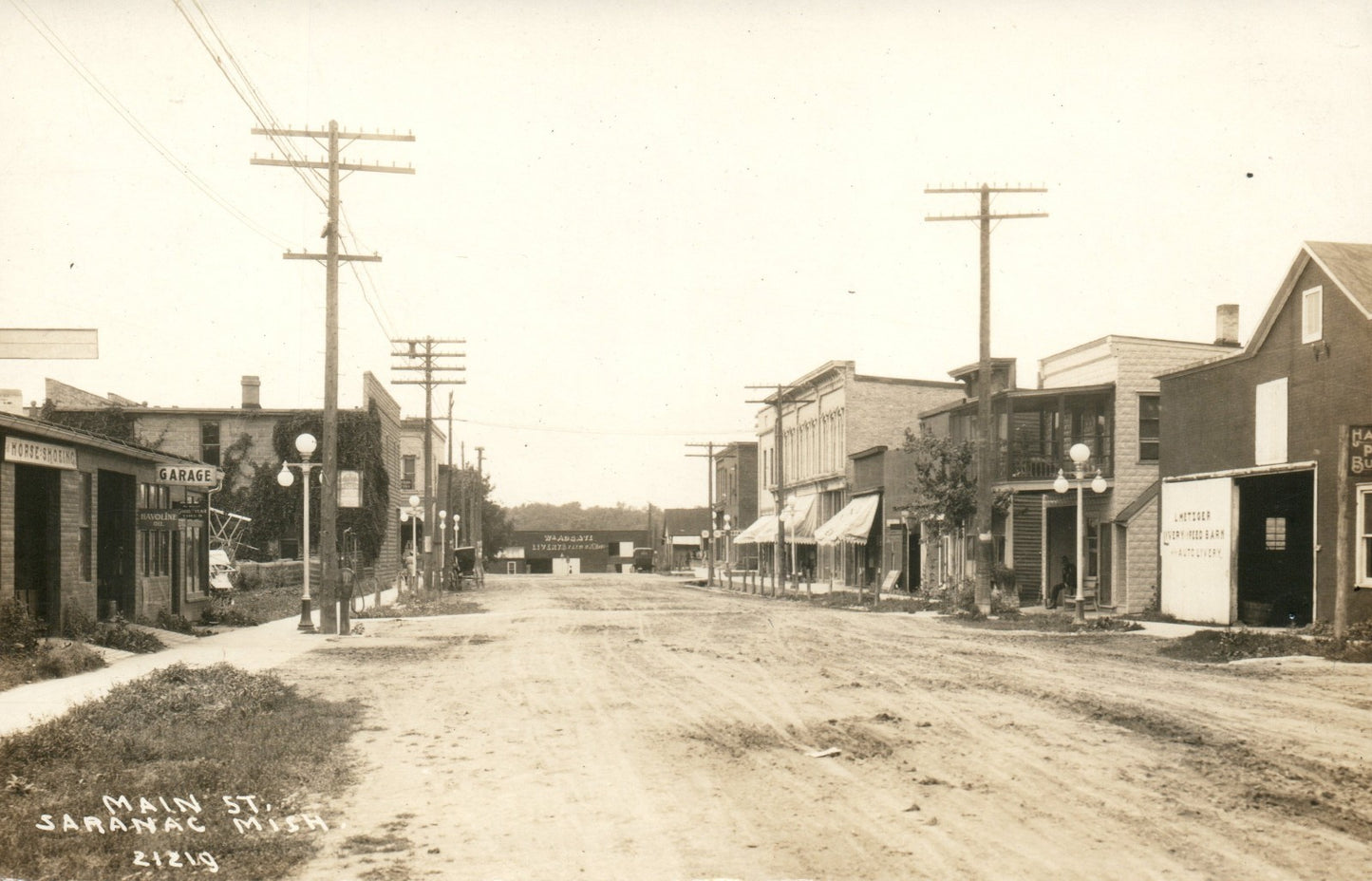 Main Street Saranac Mich MI Michigan 2121g Real Photo Vintage Postcard 