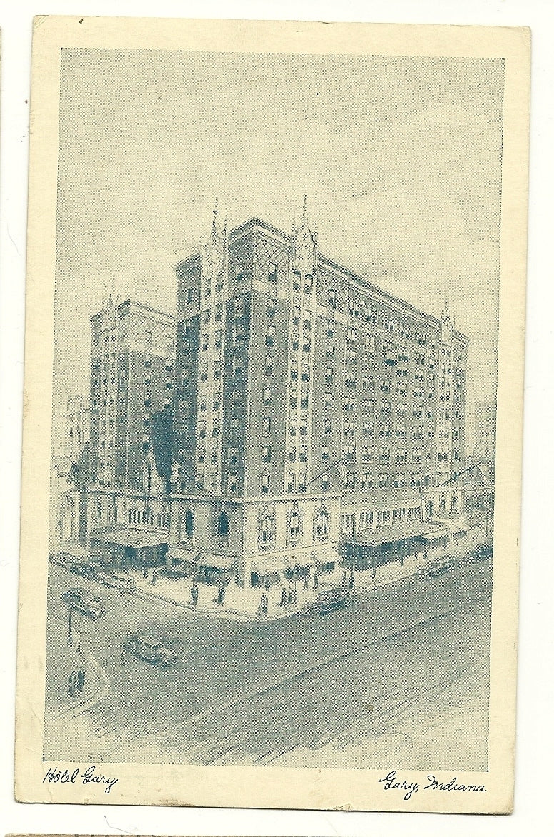 Hotel Gary Indiana IN Post Card Black and White Post Card