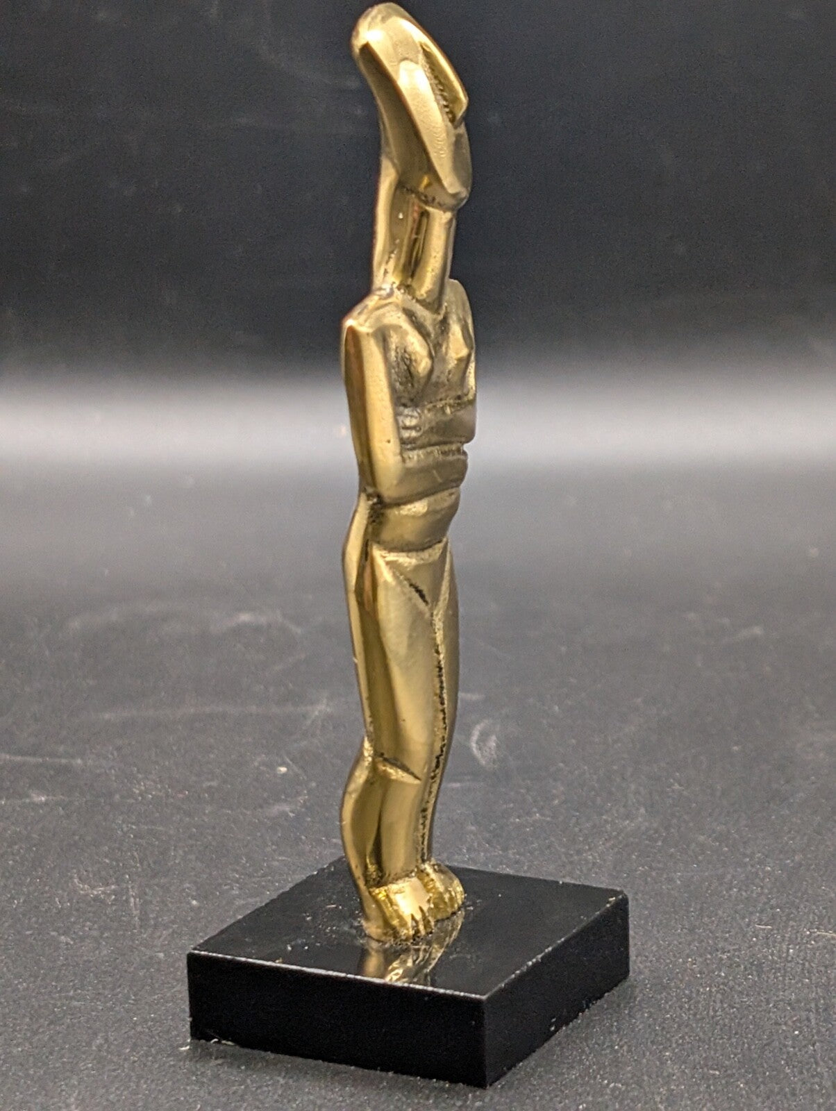 Vintage Brass Cycladic small statue abstract man woman art deco mid century