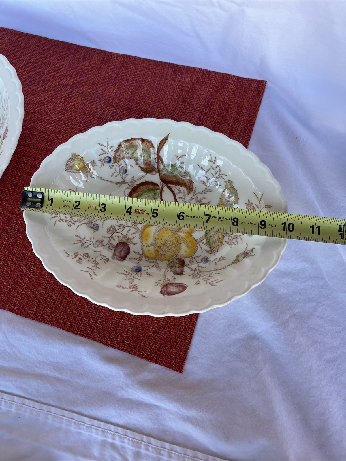 Vernonware Vernon Rose Yellow Oval Serving Bowls (2)