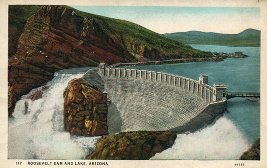  1945 Roosevelt Dam and Lake Arizona AZ Postcard