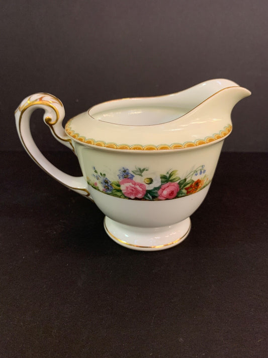 Vivienne Made in Japan Vintage Floral and Gold Pattern Cream & Sugar