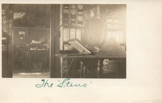 1900's Real Photo  Worker The Steno  Brown Farm Michigan Farm  PostCard