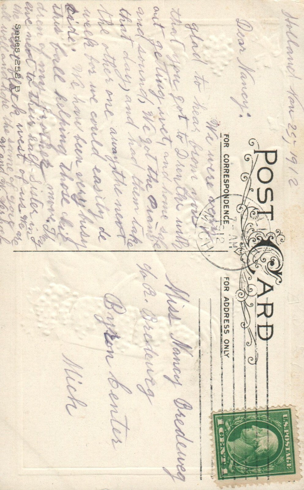 Stetcher Girl With Grapes & Turkey Thanksgiving Day Greetings Series 252 B