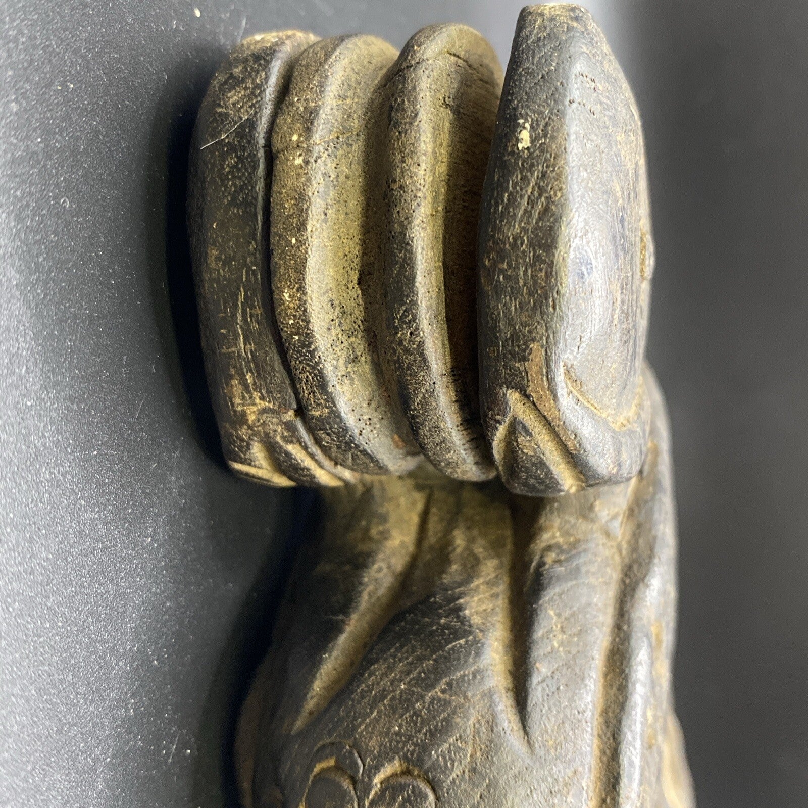 8" Antique Primitive Carved Wood Weaving Loom Pulley  Burmese Burma Bird