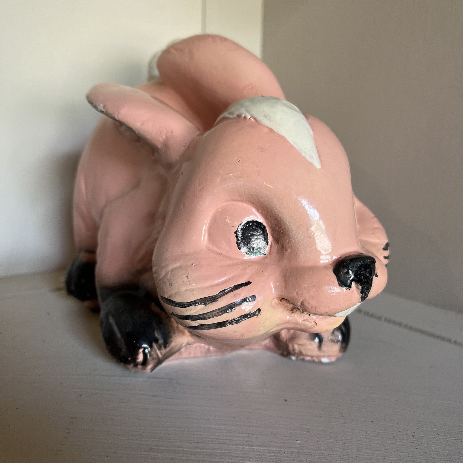 VTG CHALKWARE PINK Easter BUNNY/Rabbitt BANK/CARNIVAL PRIZE