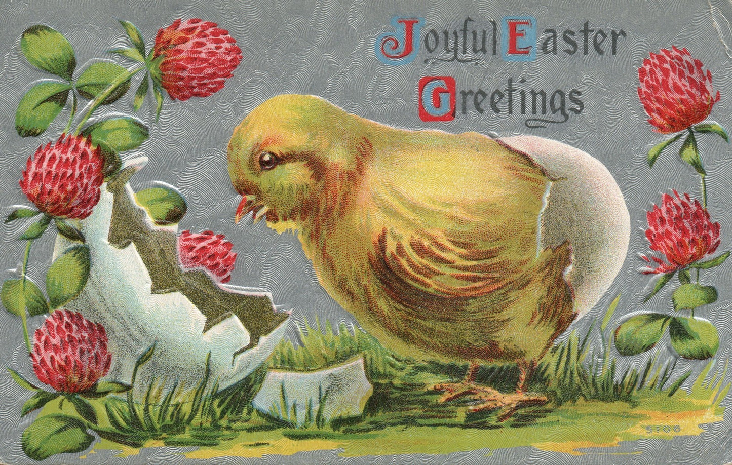 Chick Hatching Pink Clover Egg Easter Chick Postcard