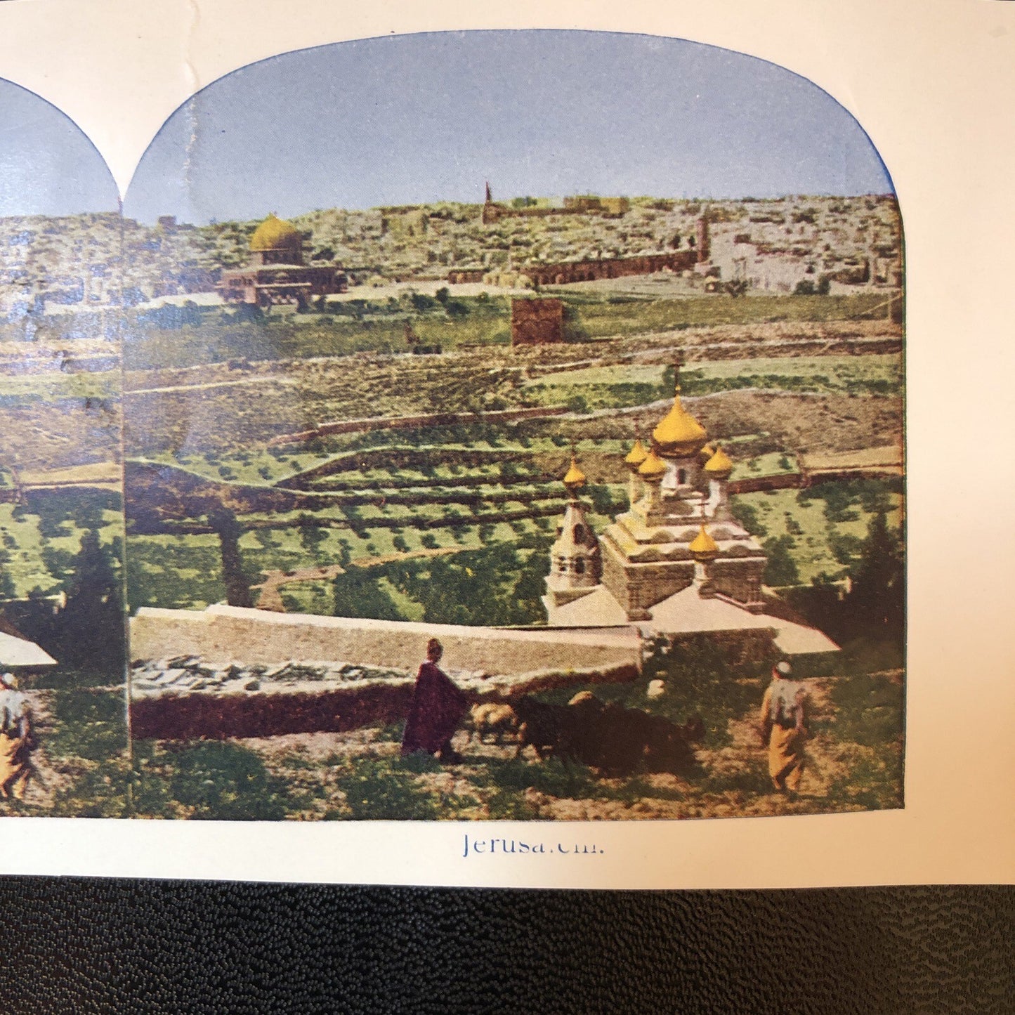 RARE Stereoview Paper Cards Jerusalem Gethsemane Lot of 2