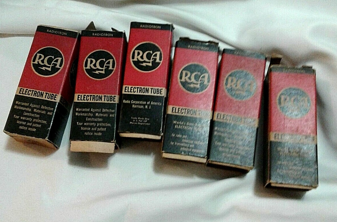 Vintage Lot of 6 RCA Electron Tube Bulbs 6H6 6k6 for Radio Television Receivers