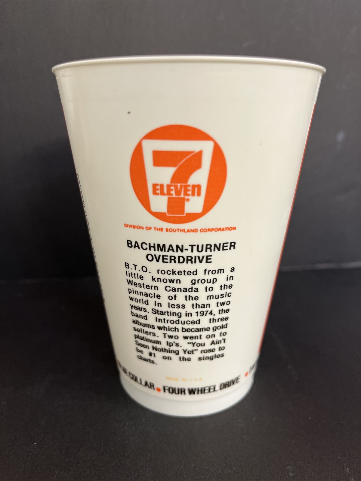 Vintage RARE 1970s  7/11 Plastic Slurpee Cup Bachman Turner Overdrive