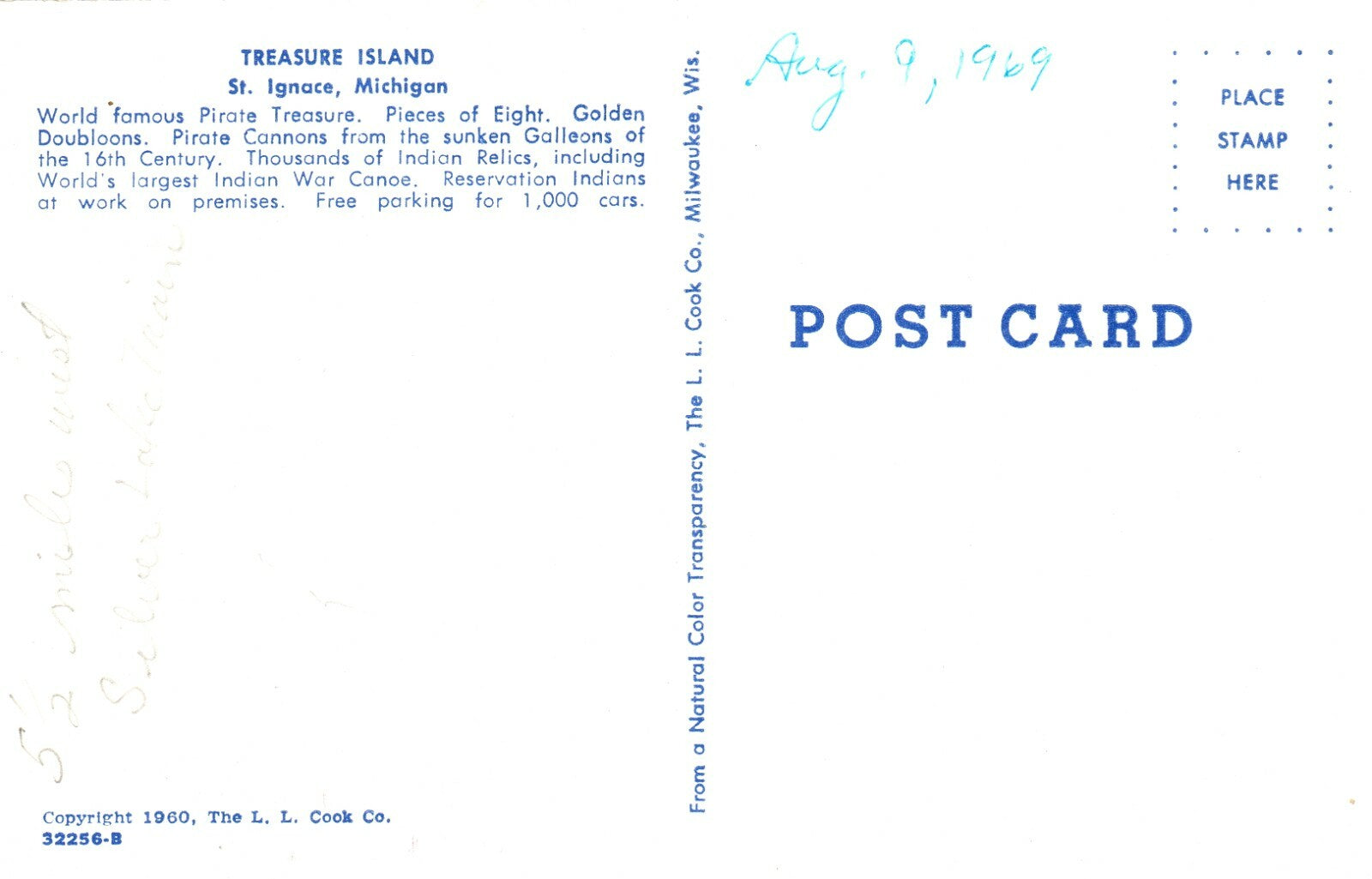  Treasure Island St Ignace Mich Michigan MI postcard Anchor Tee Pees old Cars