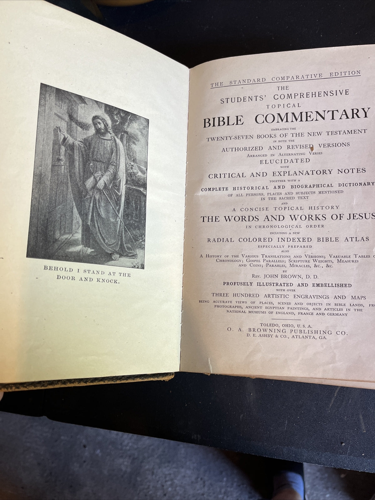 1908 THE STUDENTS BIBLE COMMENTARY Colored Map Antique Old RARE Book 
