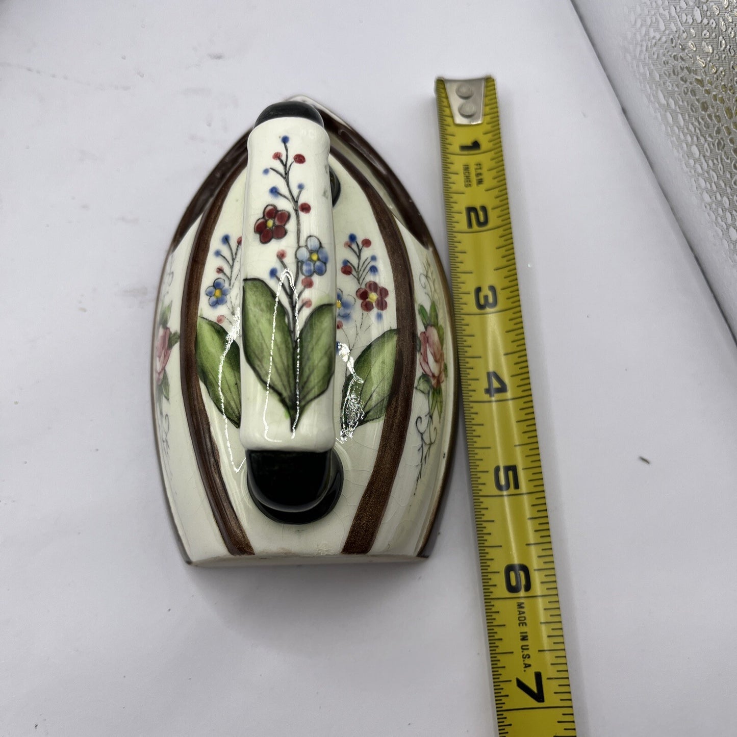 Vintage Ucagco China Ceramic Wall Pocket Floral Iron Handpainted Japan 5 1/4"