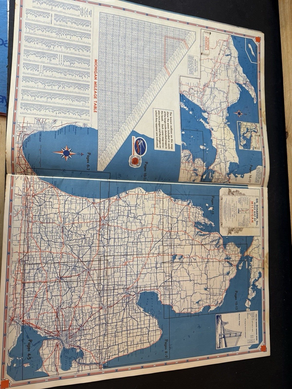 RARE 1958 Rand McNally Fishing Hunting Guide Michigan  Mackinac Bridge issue