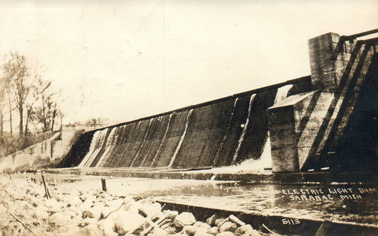 Electric Light Dam Real Photo Saranac Mich MI Michigan Vintage Postcard 
