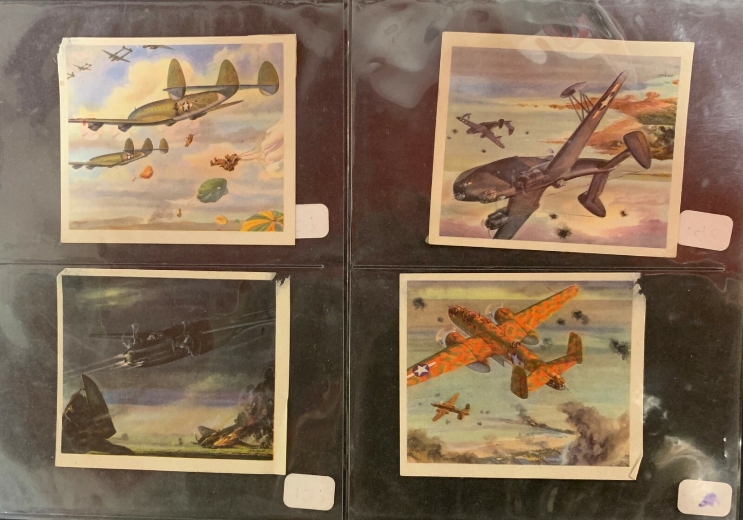 Lot of 4 1940 WWII Coca-Cola Fighter Plane Navy Army Air Force Advertising Cards