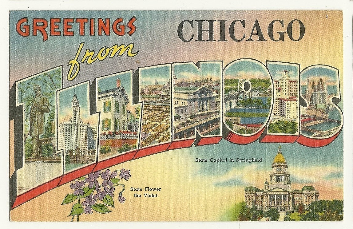 Large Letter Chicago IL Illinois  Postcard