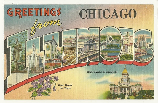 Large Letter Chicago IL Illinois  Postcard