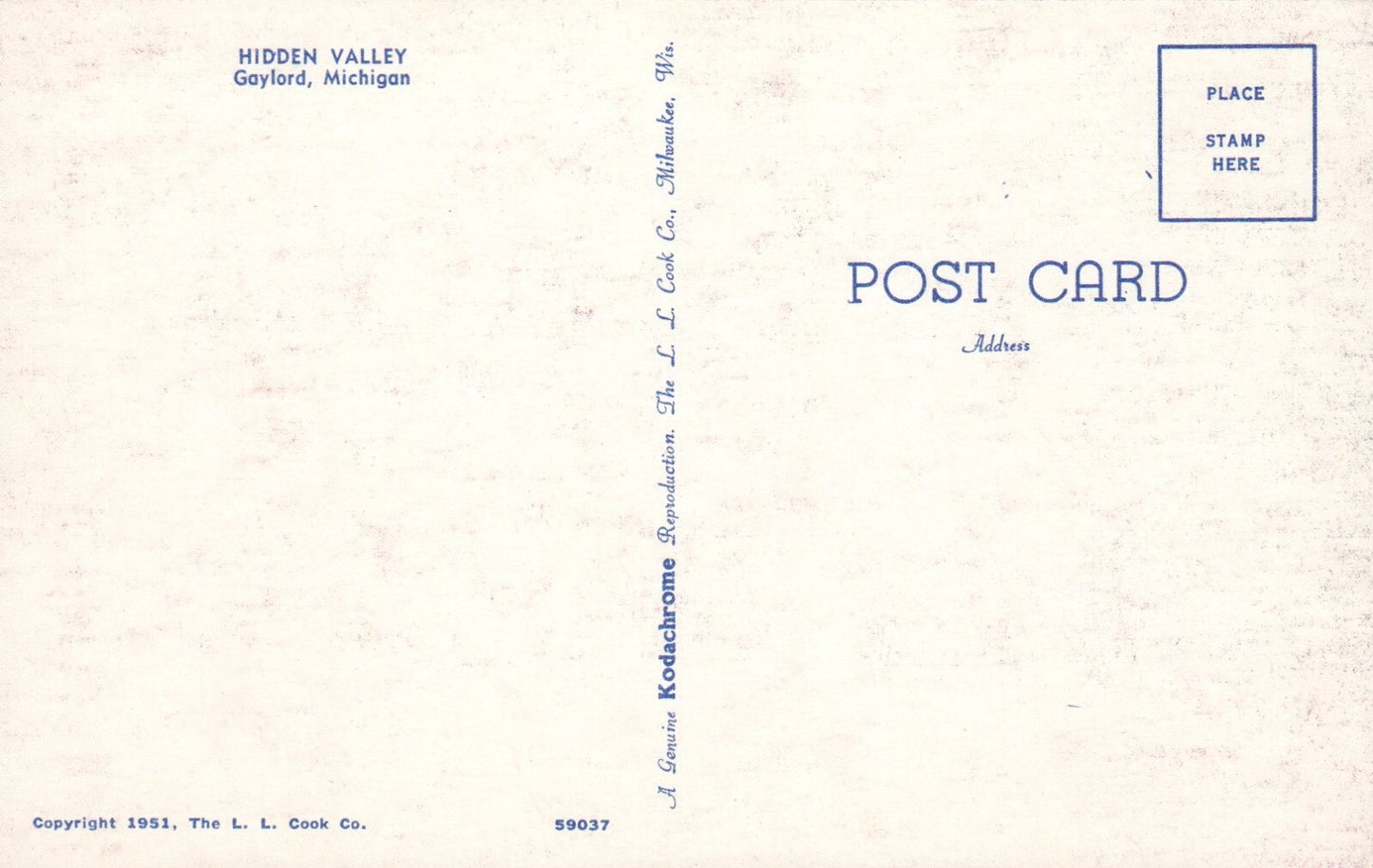 Hidden Valley Gaylord Unique Cabin MI Michigan Mich Postcard