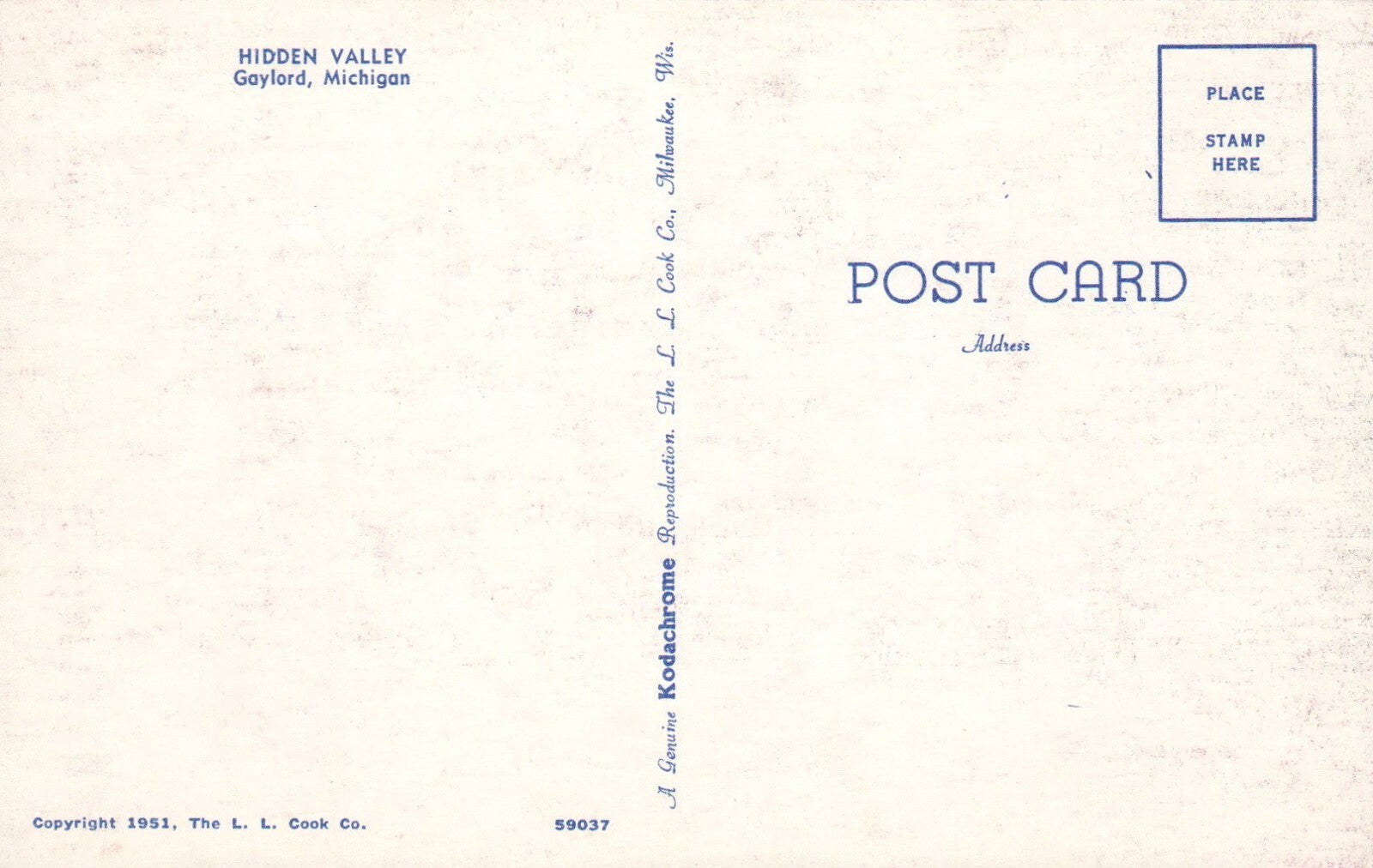 Hidden Valley Gaylord Unique Cabin MI Michigan Mich Postcard