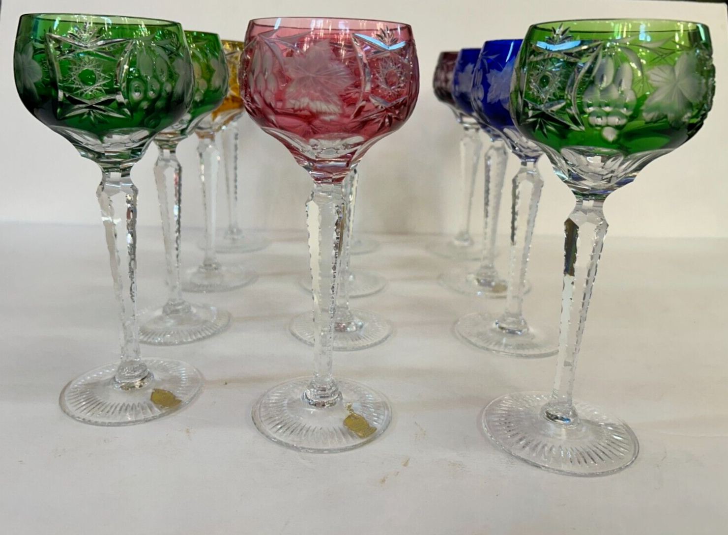 12 NACHTMANN TRAUBE Crystal 8.25 Cut To Clear WINE GOBLET Bohemian Marsala