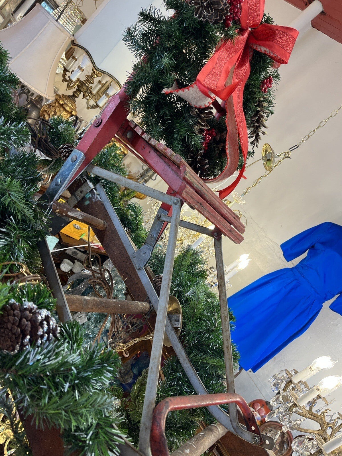 Antique Victorian Primitive Solid Wood & Iron Child's Snow Sled