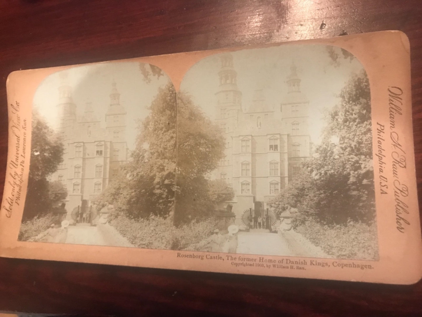 Real photo stereoview Rosenborg Castle Home of Danish Kings Copenhagen Denmark