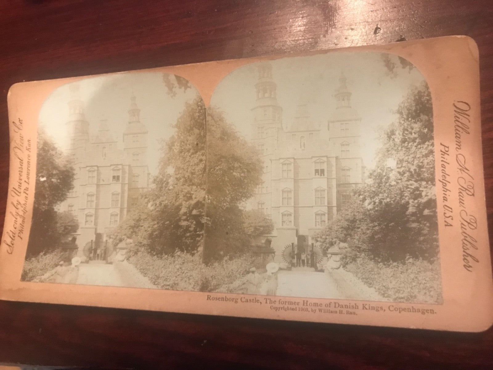 Real photo stereoview Rosenborg Castle Home of Danish Kings Copenhagen Denmark