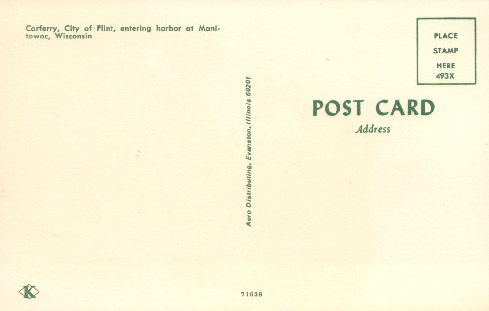 Carferry City Of Flint Harbor At Manitowoc Wisconsin  Ship Postcard