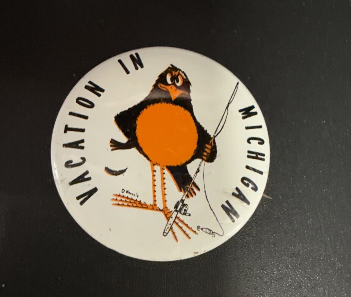 Lot of 3 Land of Hospitality Robin Bird Vintage Pin Pinbacks MI Michigan