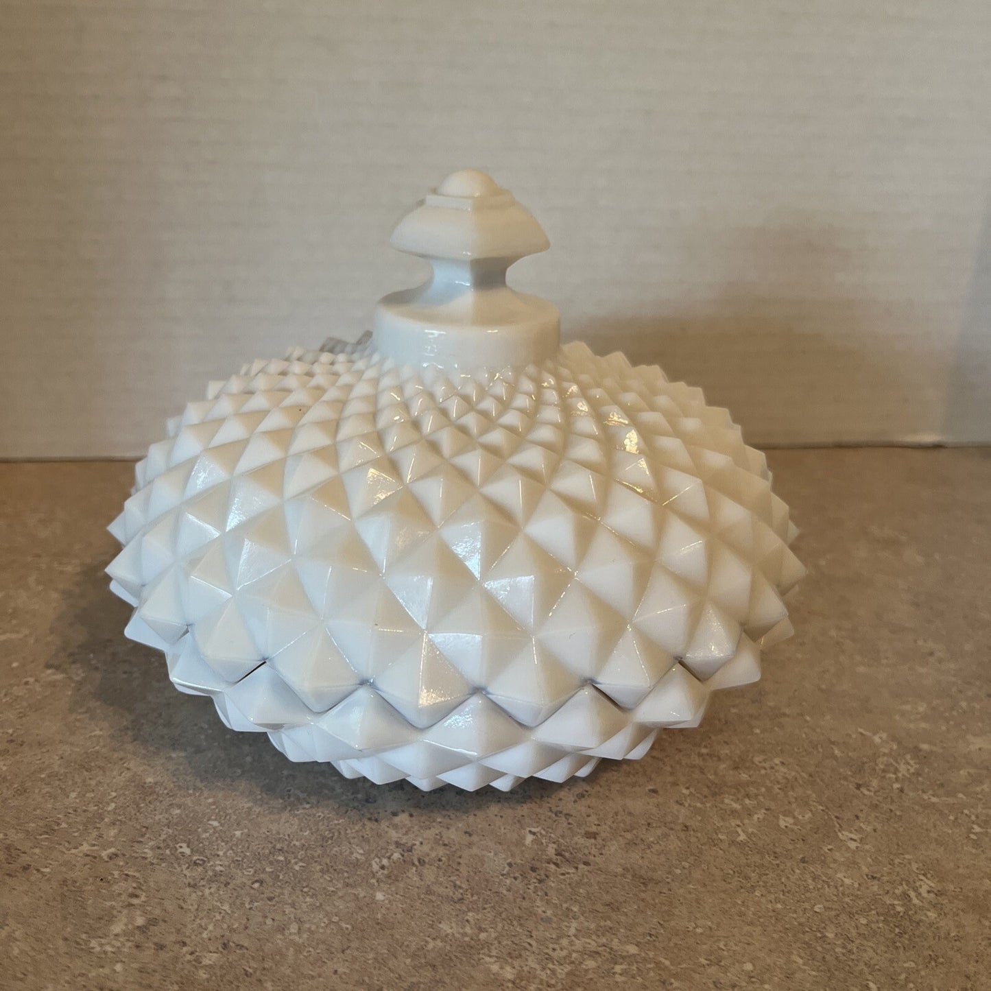 Vintage Westmoreland Milk Glass Sawtooth Diamond Point Lidded Candy Dish 5 1/2"