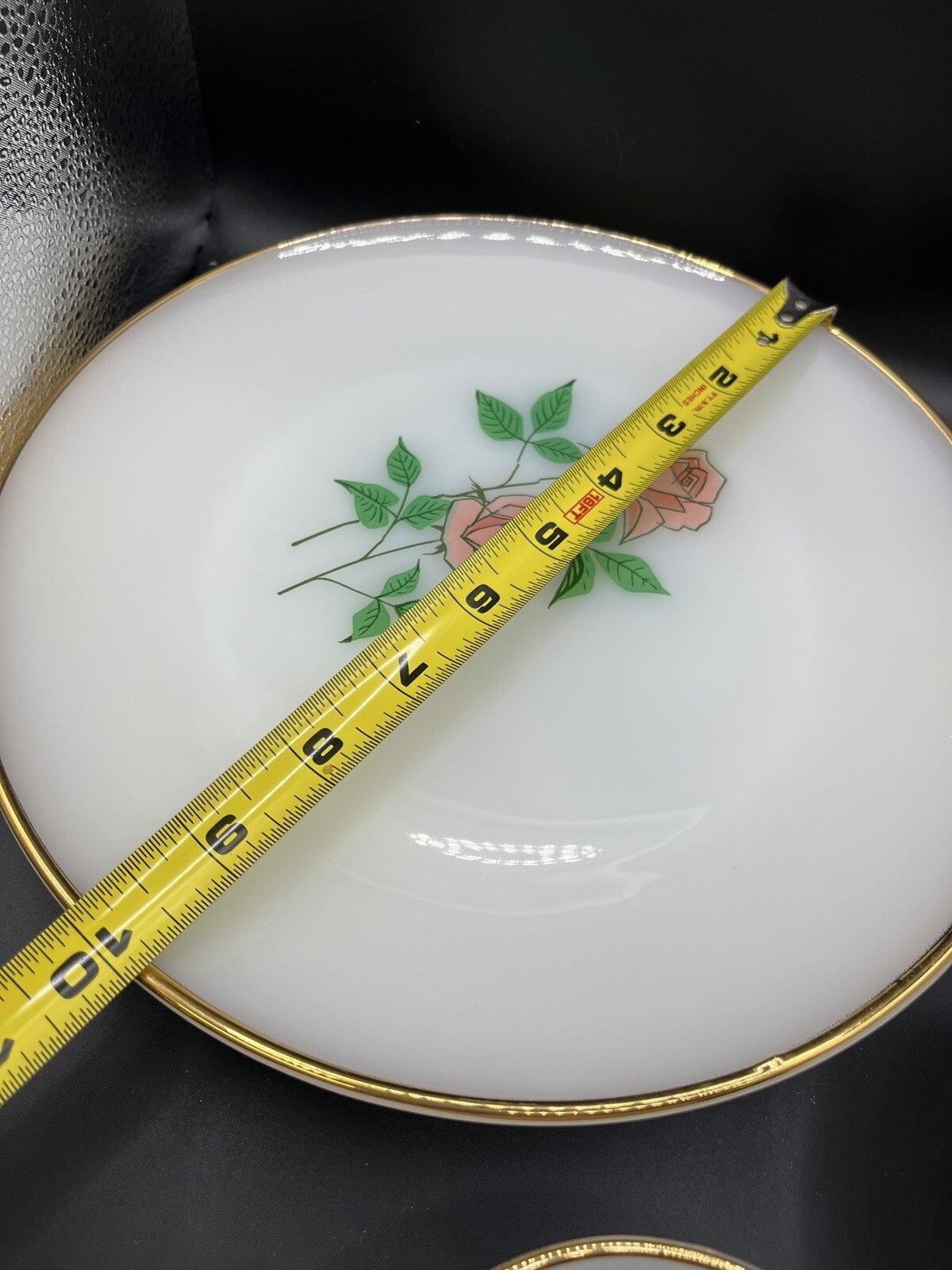 Vintage Anchor Hocking Fire-King Anniversary Rose 4 Plates, Bowls, & Cup & Sauc