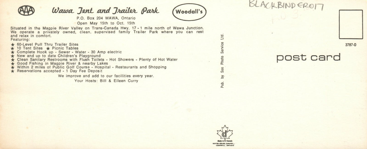 Panoramic Wawa Tent and Trailer Park Wawa Canada Scenic View Canada Postcard